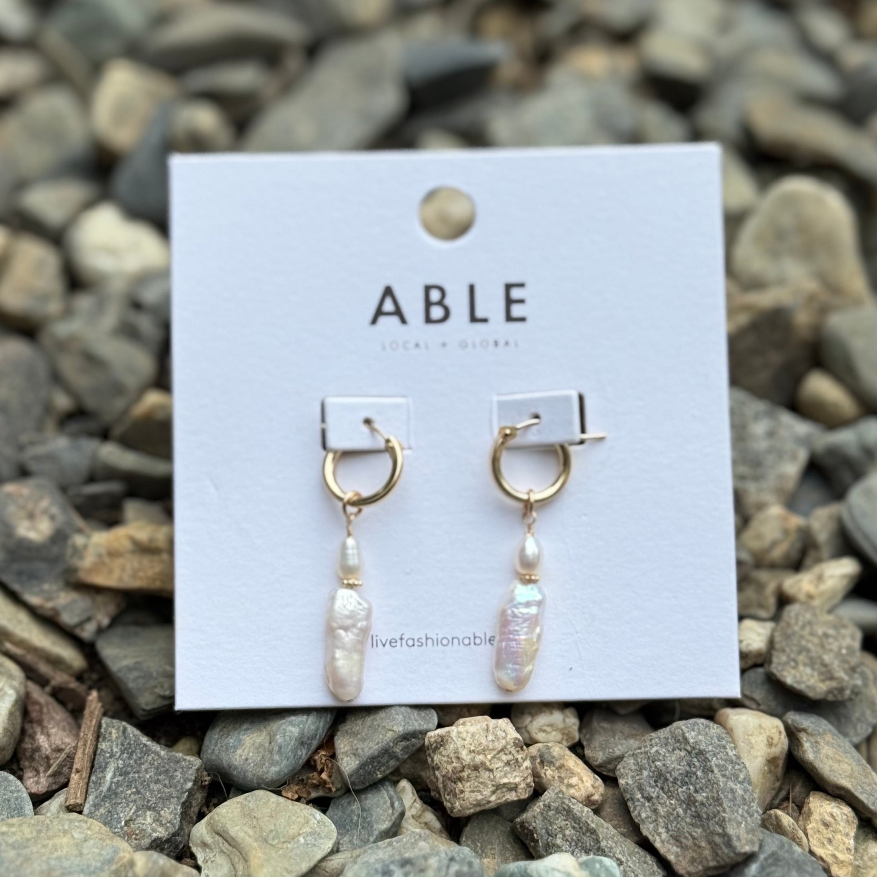 Chunky Freshwater Pearl Drop Hoops